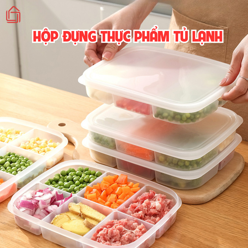 Hộp Đựng Thực Phẩm Chia Ngăn Thông Minh – Khay Trữ Đông Thịt & Đồ Sơ Chế Có Nắp Không Ám Mùi Dino