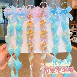 Trẻ Em Công Chúa Elsa Tóc Giả Bím Tóc Cao Su Dễ Thương Nơ Bong Bóng Bím Tóc Lồng Bím Tóc Cô Gái Vòng Tóc Mũ Đội Đầu BR0D