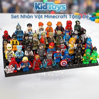 Set 40 mô hình lắp ráp mini figure KidToys tặng đế – nhân vật hoạt hình Minecraft cho bé