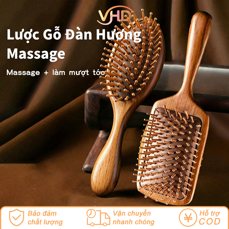 Lược Gỗ Đàn Hương Massage Da Đầu – Chống Rụng Tóc, Gỡ Rối, Giảm Đứt Gãy, Kích Thích Lưu Thông Máu, Giúp Tóc Khỏe Đẹp