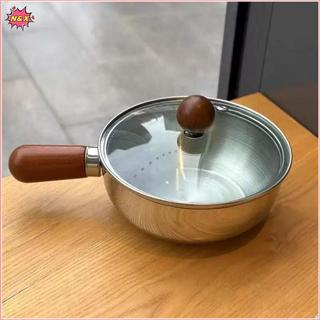 Nồi sữa bằng thép không gỉ N & X có tay cầm bằng gỗ, nồi nấu hợp đồng, thích hợp để chiên trứng và làm nóng sữa. Được làm bằng thép không gỉ S.