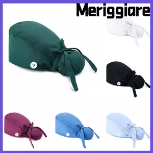Mũ điều dưỡng MERIGGIARE, Mũ chà sàn phẫu thuật đuôi ngựa, Mũ làm việc Tóc dài có thể điều chỉnh bằng nút Mũ y tá bác sĩ Phụ nữ và nam giới