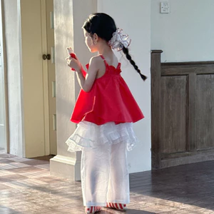 Mùa Hè 2026 Phong Cách Mới Trẻ Em Quần Áo Bé Gái Nấm Cạnh Cotton Sling Mùa Hè Mát Sling