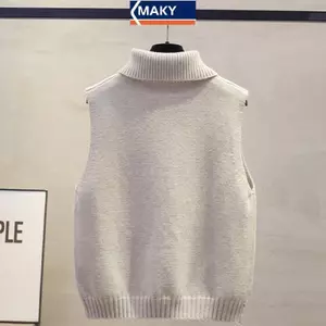Áo vest không tay phong cách Hàn Quốc cho thu đông, màu trơn, chất liệu mềm mại, phù hợp văn phòng và thời trang cơ bản
