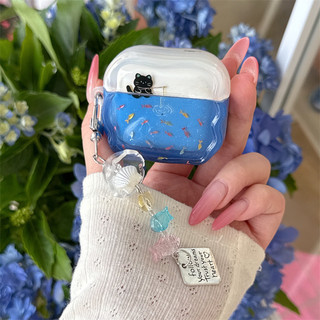 Mèo con fishes.for Airpods4 Airpod 1 / 2 3 Pro Pro2 pro3 Vỏ tai nghe Bluetooth không dây Vỏ bảo vệ tai nghe AirPods Pro i3 i4 pro3