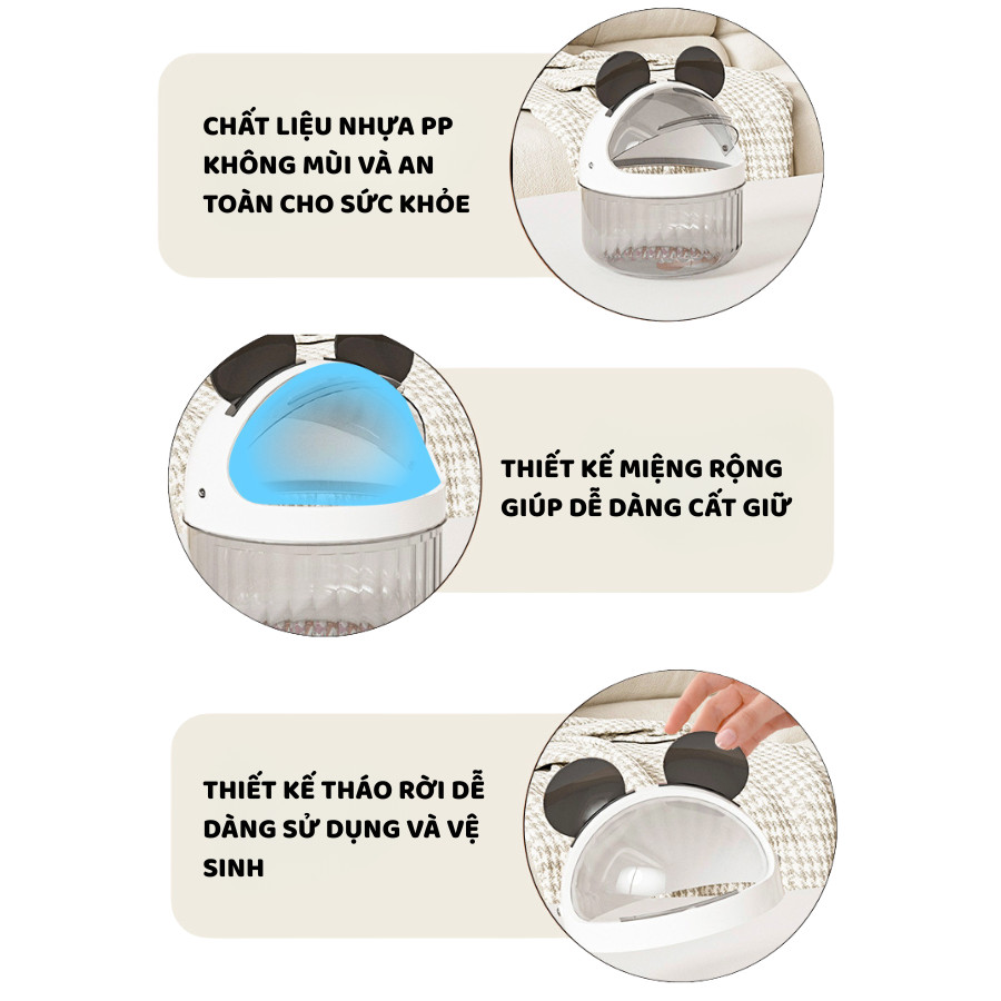 Hộp Trong Suốt Đựng Phụ Kiện Để Bàn ENODA HOME, Hộp Đựng Đồ Makeup, Văn Phòng Phẩm Có Nắp Decor Dễ Thương TR051
