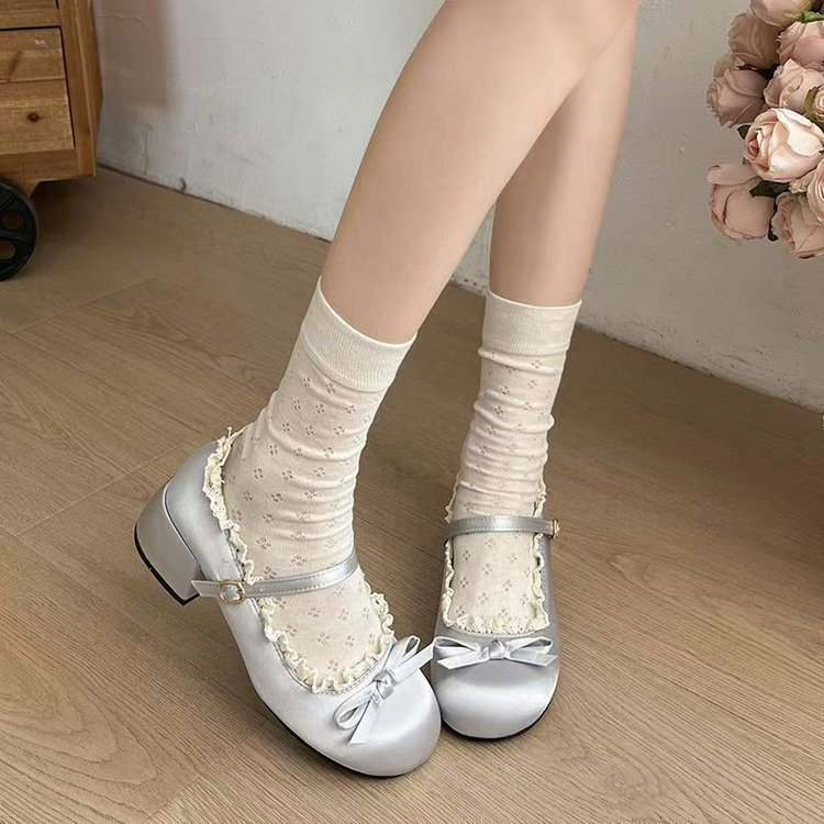 Mùa Hè Thời Trang Phong Cách Mới Giày Mũi Tròn Cao Su Nông Miệng PU Dây Đeo Khóa Phẳng Nữ Thoải Mái Mặc Ngoài Chống Trơn Trượt Chống Mài Mòn Nhà Máy Wholesal