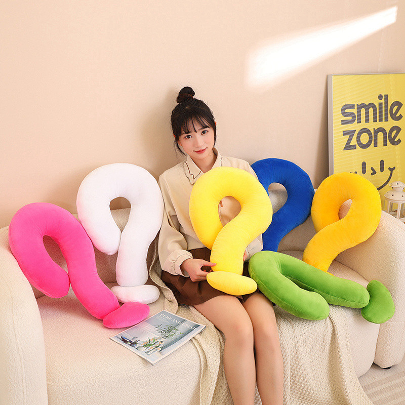 Gối Tựa đầu Hình Dấu "?" – Kích Thước 55x35cm, Lông Ngắn Cực Mềm, Tiện Lợi Cho Du Lịch Và Trang Trí, Quà Tặng độc đáo