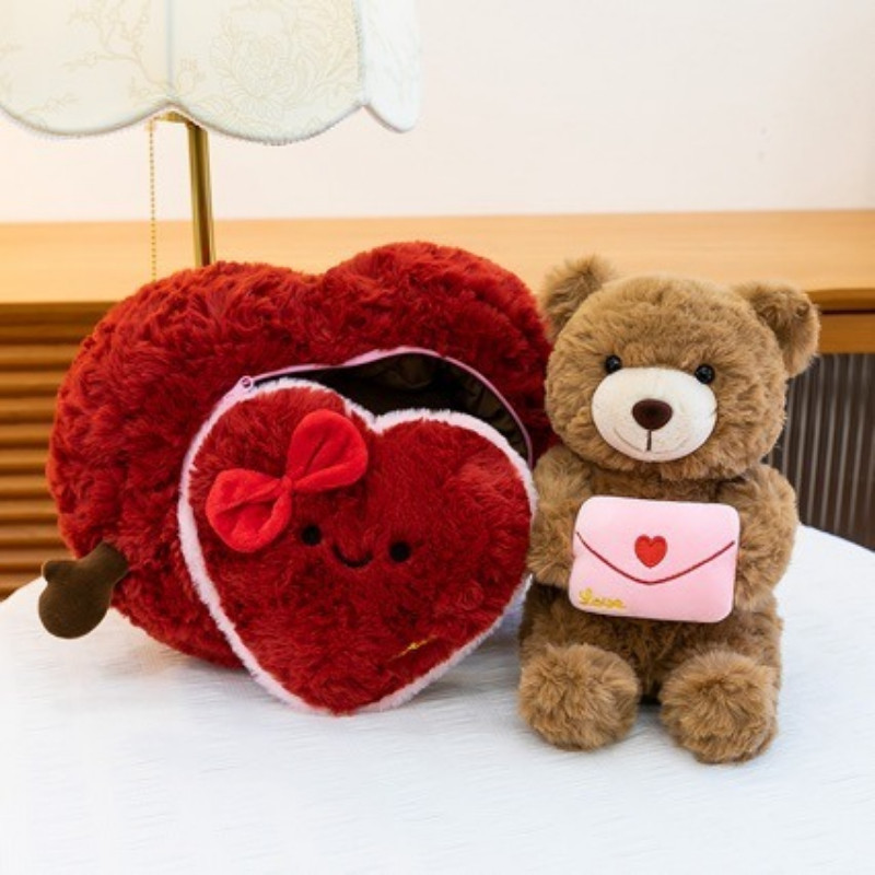 Gấu Bông Hình Trái Tim,Teddy Ôm Thư Dễ Thương 25cm,Chất Liệu Cao Cấp Cảm Giác Mịn,Thú Bông 2in1 Làm Quà Tặng ý Nghĩa