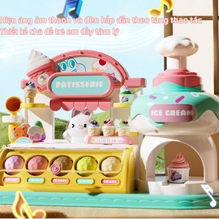 Trẻ Em Kem Playset ABS Bột Đúc Đồ Chơi An Toàn Sáng Tạo Giả Vờ Món Tráng Miệng Bộ Cửa Hàng