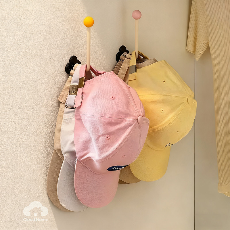 🌤️COD🌤️Móc lưu trữ băng đô, Móc treo vải treo tường hình chữ L, Giá đựng đồ nhà bếp miễn phí Dopamine Punch