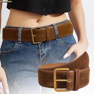 Vận chuyển nhanh - Thắt lưng rộng da lộn HOMELYHUB thiết kế sang trọng, khóa chốt đa năng, phù hợp thời trang hàng ngày dành cho nữ