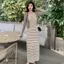 Đầm dệt kim sọc phong cách mới dành cho nữ, thiết kế ôm body che khuyết điểm - Perfect cho chuyến du lịch biển
