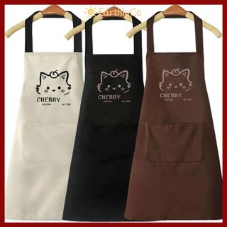 Tạp dề bảo hộ lao động EARTHLYCO, Tạp dề nhà bếp in hình mèo hoạt hình chống nước, Dễ thương dễ dàng làm sạch Đồng phục nhà hàng chống dầu Dụng cụ vệ sinh gia đình
