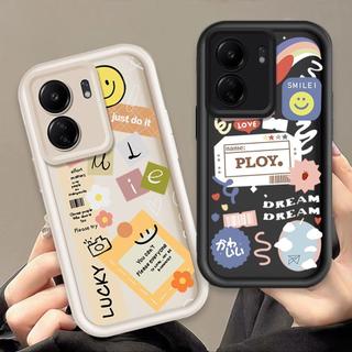 Ốp Lưng Cho Redmi 13C / POCO C65 Hoạt Hình Silicon Bé Gái Mềm Vỏ Điện Thoại TPU Nhãn Nụ Cười Hoa Thiên Thần Mắt Chống Sốc Ốp Lưng