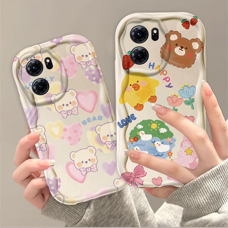 Thích Hợp Cho OPPO A5X A6 Pro A6X 4G 5G 3D Thẩm Mỹ Mềm TPU Gấu Tình Yêu Hoa Chống Sốc Trường Hợp Điện Thoại
