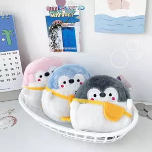 E-WOITD Dễ Thương Chim Cánh Cụt Nhỏ Ví Đựng Tiền Xu Mềm Hoạt Hình Mini Ví Đáng Yêu Dòng Dữ Liệu Túi Đơn Giản Bền Sang Trọng Ví Đựng Tiền Xu Phụ Kiện E-WOITD