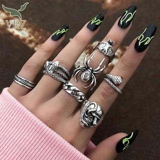 VRZ 7 Cái / bộ Punk Rắn Nhẫn Nữ Gothic Nhện Nam Trang Sức Thời Trang Quà Tặng Phụ Kiện HOT