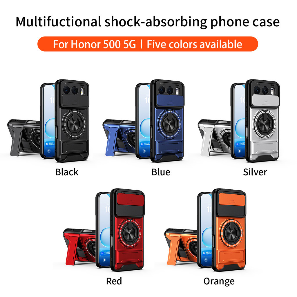 Ốp Điện Thoại Đa Năng Sang Trọng Thích Hợp Cho Honor 500 5G 400 600 200 Pro Dây 360°Giá đỡ vòng có vỏ máy ảnh Vỏ bảo vệ toàn diện chống sốc