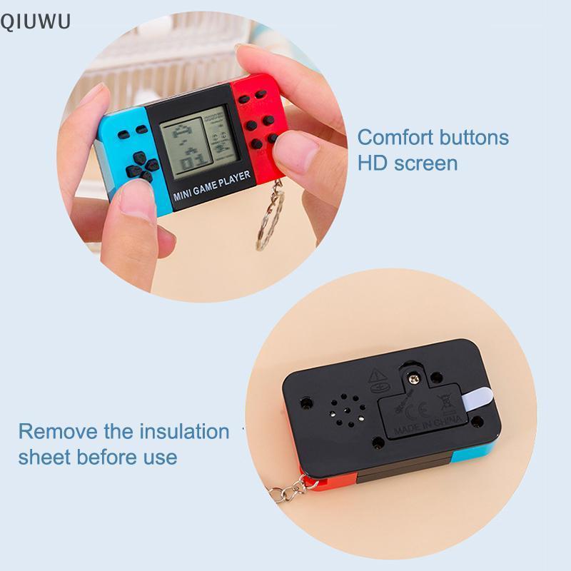 QIUWU Móc Khóa Trò Chơi Mini Cầm Tay Điện Tử Xếp Hình Đồ Chơi Cổ Điển Bri Mặt Dây Chuyền Cho Phụ Kiện Bapa Trò Chơi Học Tập Trẻ Em.