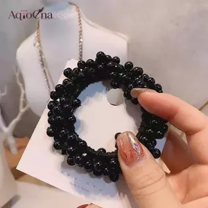 AqToCna Ngọc Trai Thanh Lịch Dây Buộc Tóc Hạt Bé Gái Scrunchies Dây Cao Su Đuôi Ngựa Giữ AqToCna