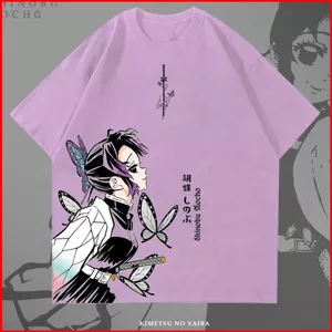 YB1 Demon Slayer Kochou Shinobu Unisex Xu Hướng Thời Trang Mùa Hè Áo Thun Anime Tay Ngắn Top BY1