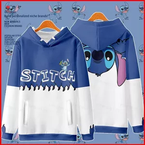 YB1 Stitch Áo Dài Tay Anime Top Áo Rời Dây Kéo Unisex Có Mũ Trùm Đầu Áo Khoác Ngoài Plus Kích Thước BY1