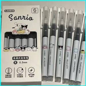 HK1 6 Chiếc Sanrio Full Kim Ống Bút Bi Đen Văn Phòng Phẩm Quà Tặng Học Sinh Kurumi Hello Kitty Pochacco KH1