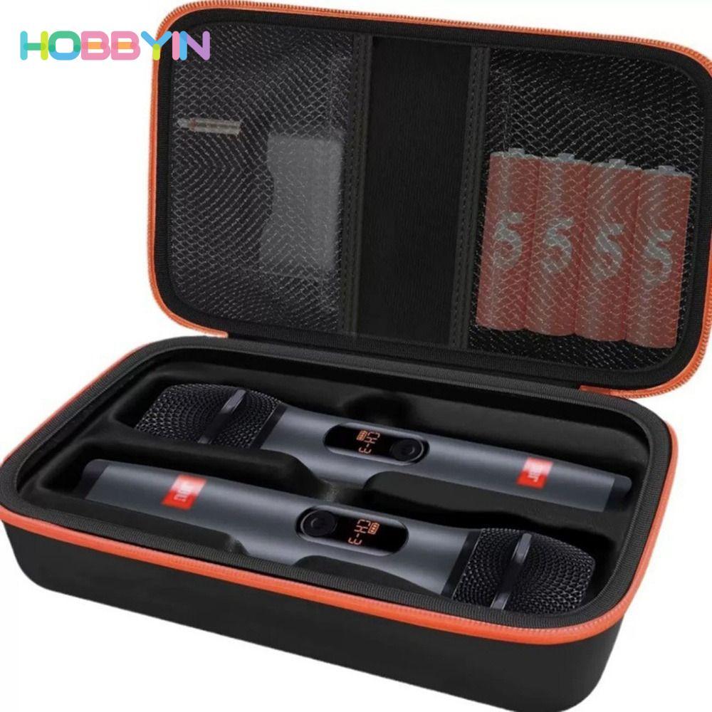 HOBBYIN Mang theo, Micro cầm tay vỏ cứng, Túi du lịch Mic dung lượng kép chống sốc chuyên nghiệp để hát Karaoke