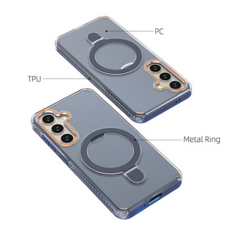 Sạc Không Dây Vòng Kim Loại Xoay Giá Đỡ Bảo Vệ Màn Hình TPU Chống Sốc Điện Thoại Cho Samsung S26 S25 S24 Plus Ultra