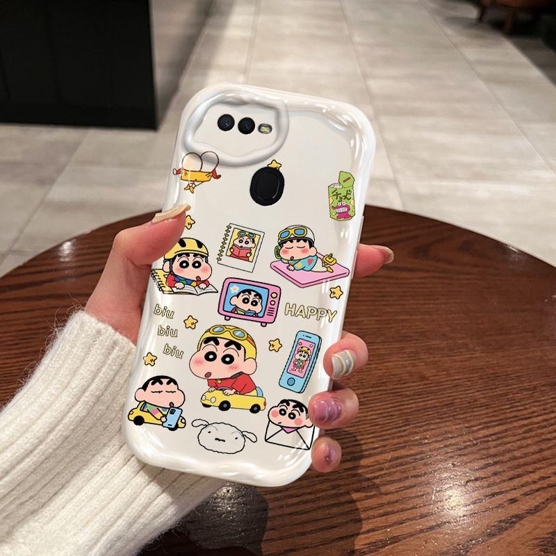 Ốp Silicon Hoạt Hình Cho OPPO A5S A7 A12 F9 F9 Pro 3D Hoạt Hình Phụ Kiện Mềm TPU Crayon Shin chan Ốp Điện Thoại