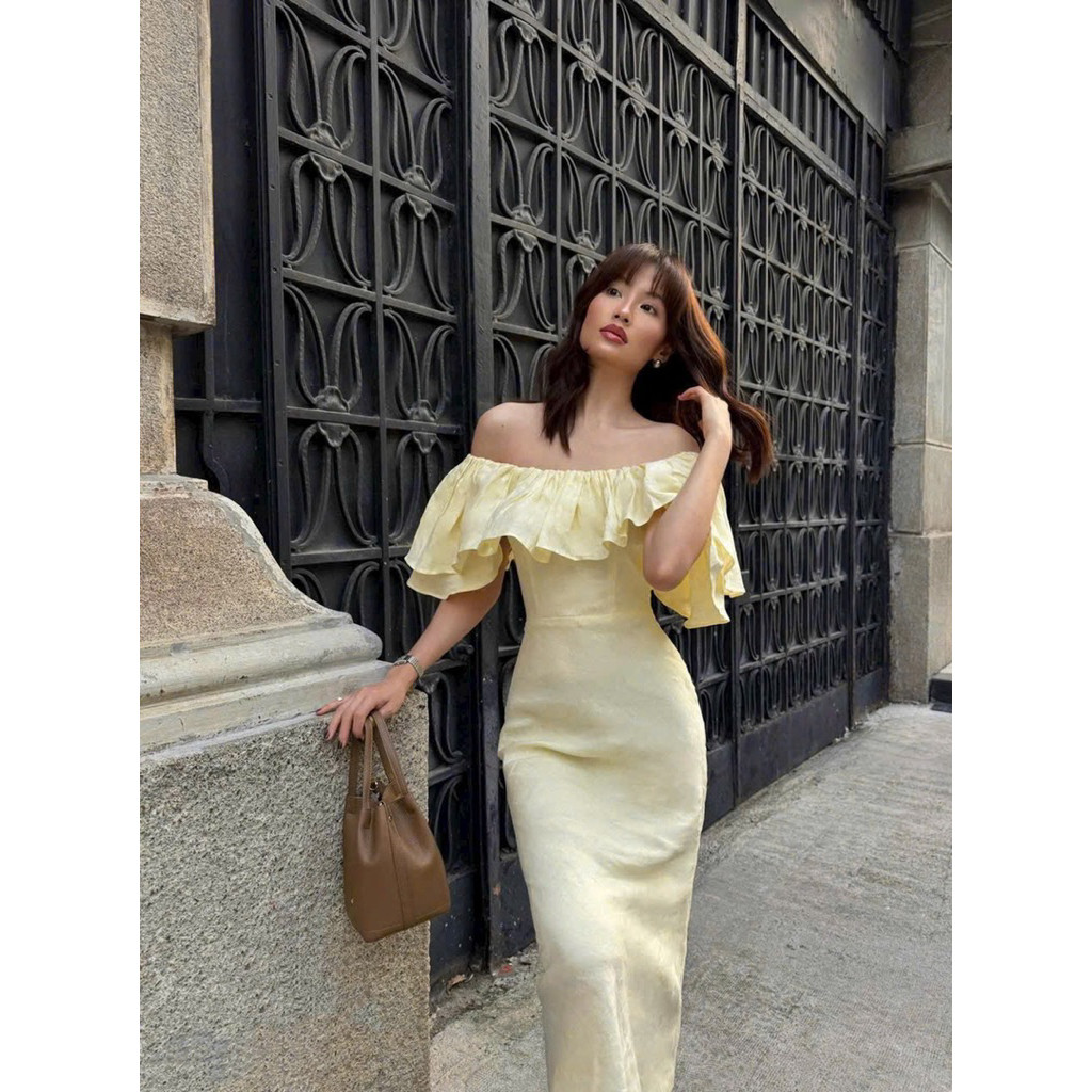 Đầm vàng bèo tầng trễ vai dáng body đuôi cá slay, cá tính MyaHouse