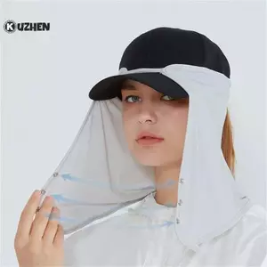 KUZHEN Qui Sấy Mũ Câu Cá Mặt Ne Tấm Che Nắng Mặt nạ Mũ Chống Tia UV Tấm Che Mũ Cho Thể Thao Ngoài Trời Golf Đi Bộ Đường Dài Veil Mũ Du Lịch HOT