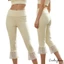 Quần lửng nữ Flare Capris Trang trí ren mùa hè Quần crop eo cao gấp
