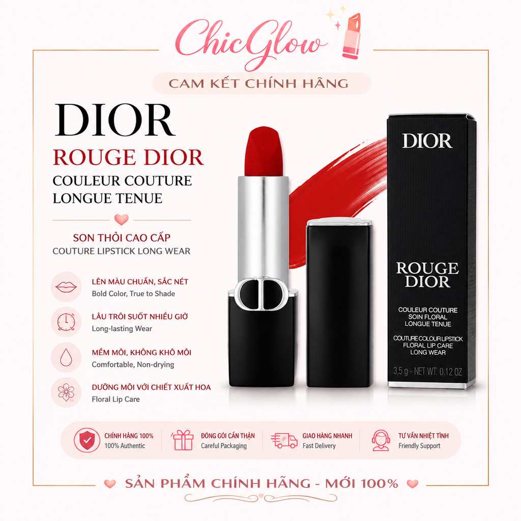 [Chính Hãng] Son Lì 𝔻𝕚𝕠𝕣 ℝ𝕆𝕌𝔾𝔼 𝕍𝔼𝕃𝕍𝔼𝕋 Fullsize 𝐌𝐢̣𝐧 𝐌𝐨̂𝐢 – Lên Màu Chuẩn, Bền Màu Cả Ngày
