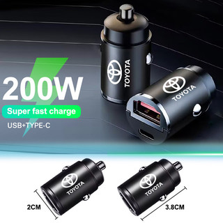 Bộ sạc ô tô 200W USB Type-C Bộ chuyển đổi sạc nhanh Phụ kiện ô tô cho Toyota Prado Rav4 Hilux Prius Corolla Camry Yaris Auris