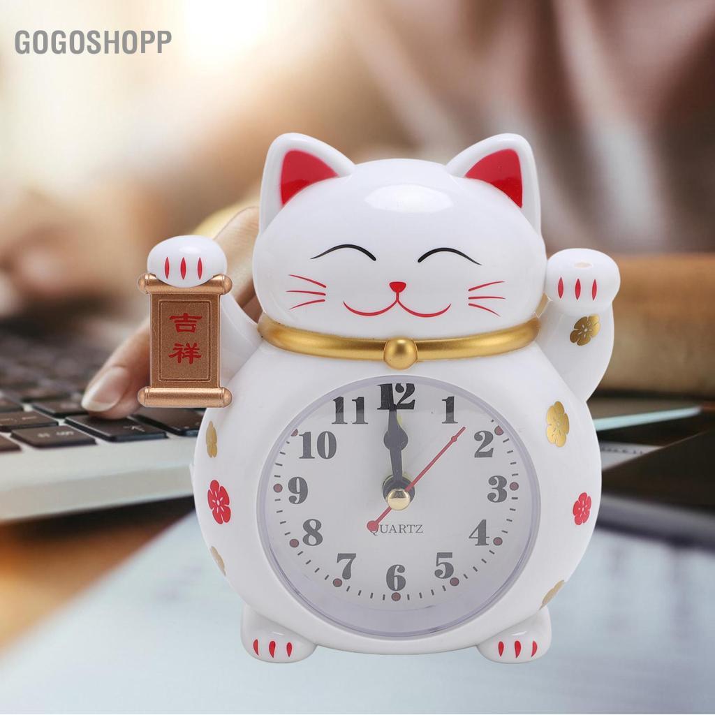 gogoshopp TOPINCN Đồng hồ để bàn Mèo may mắn Học sinh Trẻ em Báo động bằng nhựa Phim hoạt hình dễ thương Tốt cho phòng văn phòng tại nhà Trang trí du lịch Kawaii (YF2025D)
