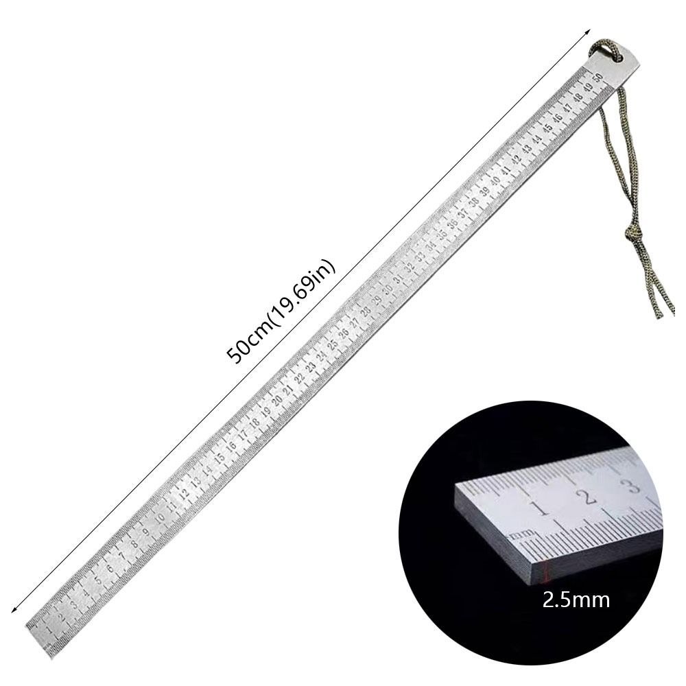 NOTE1 1 Cái Thước Thép Không Gỉ, Dụng Cụ Đo Công Nghiệp Thép Quench 50cm, Đầu Cứng Tỉ Lệ Kép Độ Chính Xác Cao Đo Vẽ Đa Năng Sử Dụng Khẩn Cấp
