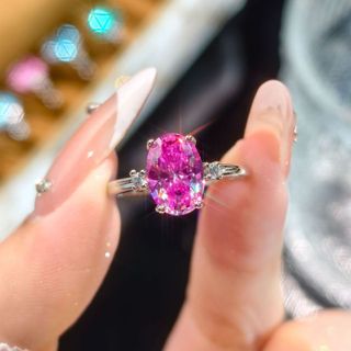 Châu Âu Mỹ ins Phong Cách Mới Nhẫn Zircon Nhiều Màu Sắc Nữ