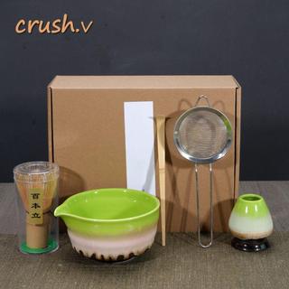 [CRUSH] Bộ 5 Trà Matcha Nhật Bản, có vòi Có Thể Tái Sử Dụng Bộ Máy Đánh Bánh Matcha, Gốm Tre Cấp Thực Phẩm An Toàn Khuấy Chasen Nhật Bản