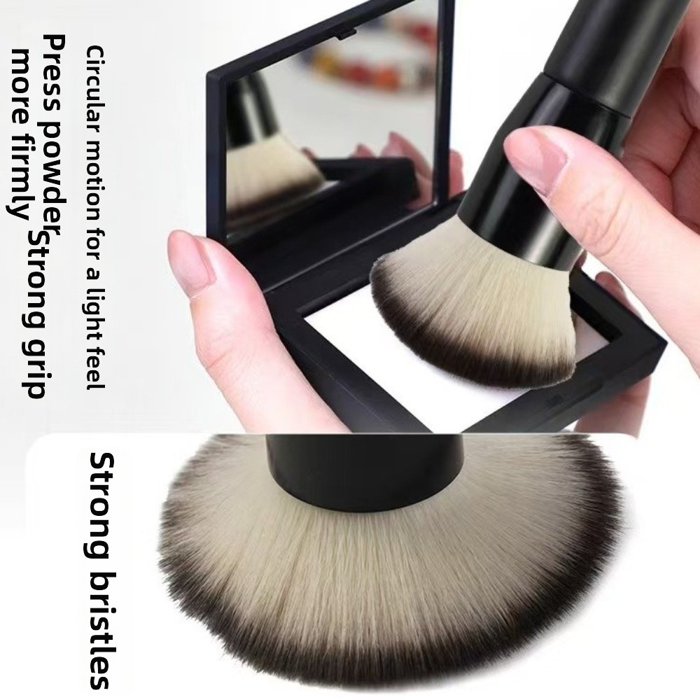 Bàn chải nền FAVORITEGOODS, Bàn chải bột rời đầu phẳng, Tay cầm bằng gỗ cầm tay Bàn chải viền mặt bằng sợi mềm đa chức năng cho ứng dụng Blush