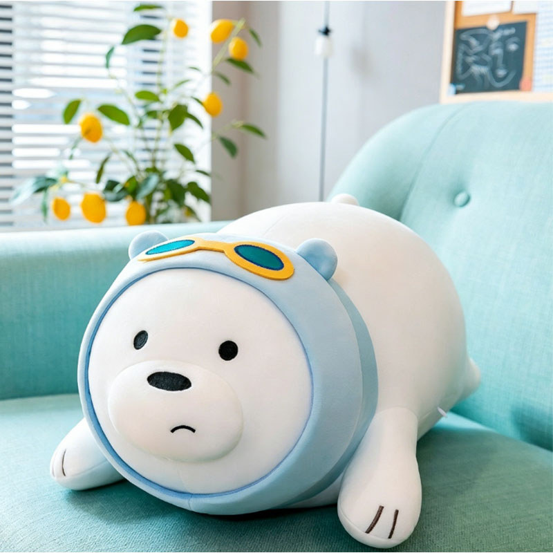 Gấu Bông We Bare Bear Quấn Khăn Xanh đeo Kính Cao Cấp,Kích Thước 50cm,Quà Sinh Nhật Cho Trẻ Em