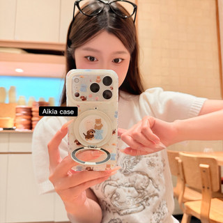 Ốp điện thoại có thể xoay 360 độ hoạt hình dễ thương Hàn Quốc cho iPhone 17Promax 17pro 14 15 16 Pro Max 13 Vỏ di động nữ hai lớp chống sốc