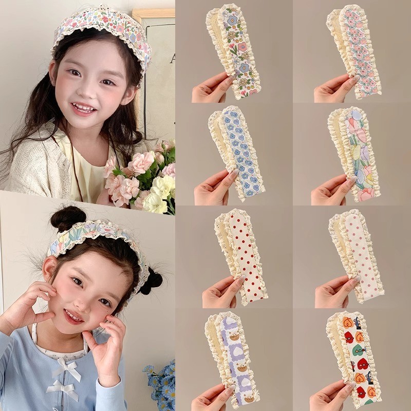 Miếng Dán Tóc Mái Nữ Kiểu Hàn Hoa Nhí Xinh Xắn, Băng Đô Velcro Giữ Tóc Gọn Gàng Khi Makeup Rửa Mặt