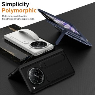 Dây đeo cổ tay silicon PC cứng Bảo vệ bản lề Vỏ điện thoại Funda cho OPPO Find N6 N5 N3 Vỏ chân đế tích hợp có màn hình phía trước Vỏ bảo vệ kính