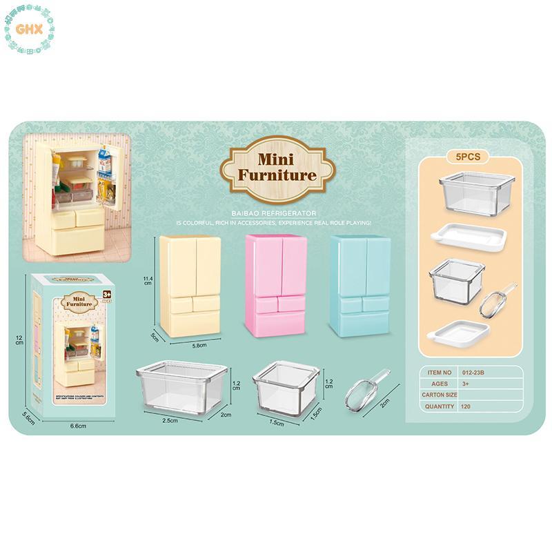 GHX Nhựa Thu Nhỏ Tủ Lạnh Mô Phỏng Mini Cửa Đôi Tủ Lạnh Mô Hình Thủ Công Nội Thất Nhà Búp Bê Phụ Kiện VN