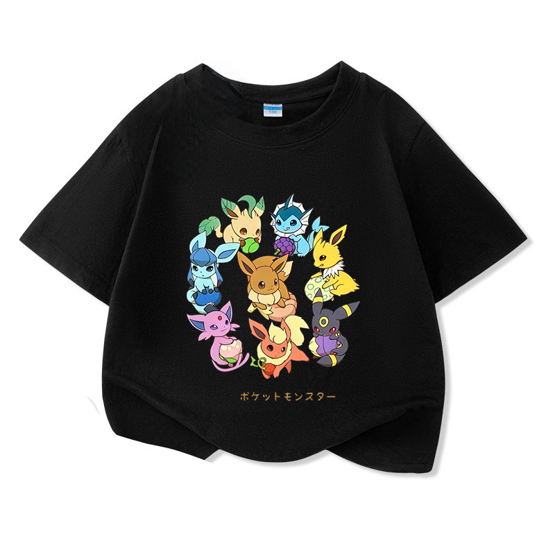 Áo thun ngắn tay dành cho trẻ em Pokémon Phong cách mùa hè Quần áo trẻ em đa năng thông thường dành cho bé trai và bé gái