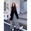 Áo vest không tay và áo sơ mi nữ thiết kế Sense Split Classy, phù hợp với quần ống rộng sọc