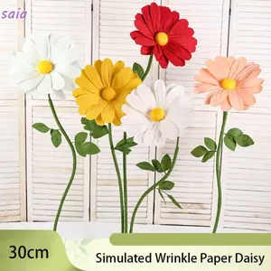 Hoa Cúc SAIA, 30cm Daisy Giant Paper Daisy, Giấy Nhăn Handmade Lớn Nhân Tạo Hoa Màn Hình Hiển Thị Cửa Sổ
