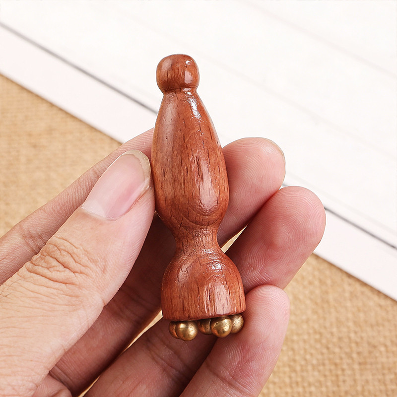 【Roshy】🍧Cây lăn massage mắt mini 5 bi đồng thân gỗ nhỏ gọn giảm sưng, thư giãn vùng mắt hiệu quả
